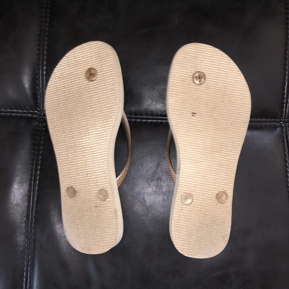 White & Gold Havaianas Slim Flip Flops - Picture 4 of 5